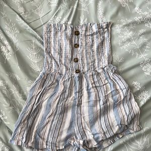 Sleeveless Blue Striped Romper